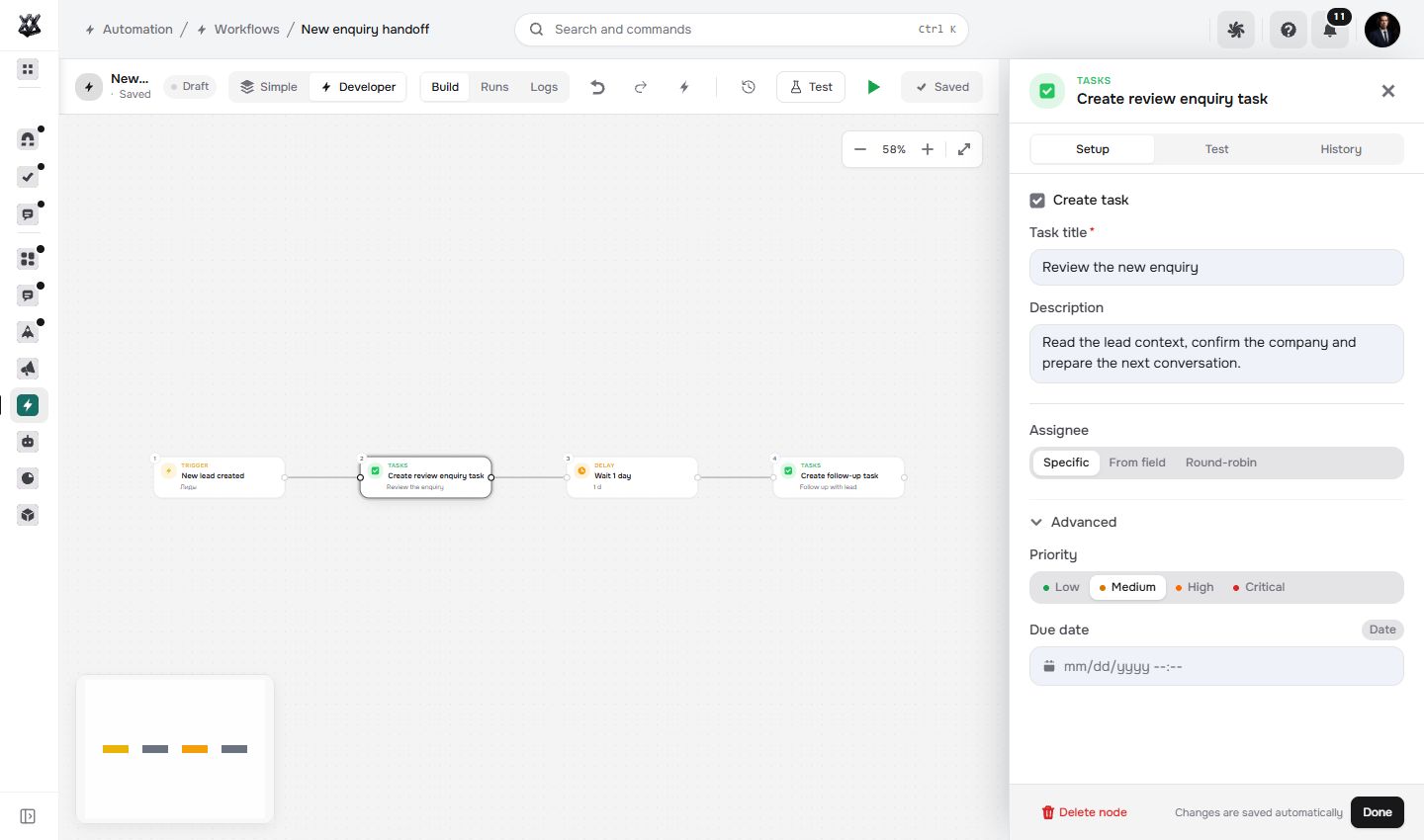 Actual Nextora interface: Make each action specific enough to use.