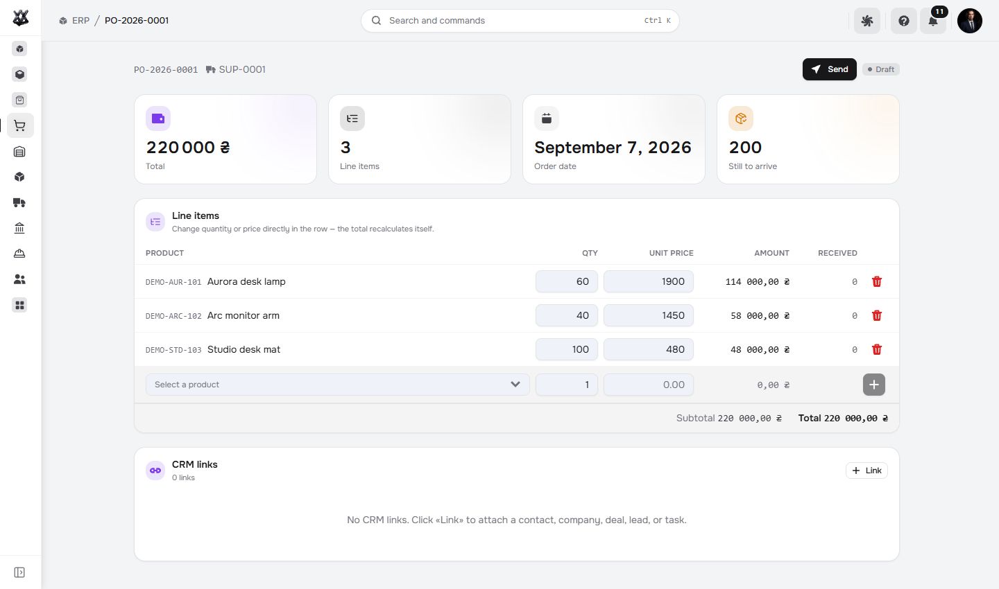 Actual Nextora interface: See what you ordered and what is still to arrive.