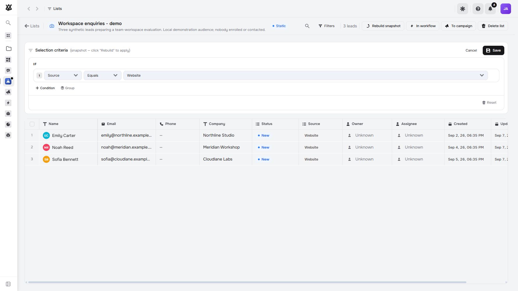 Actual Nextora interface: Know who the message is for.