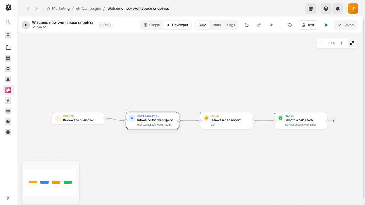 Actual Nextora interface: Give the journey a considered next step.