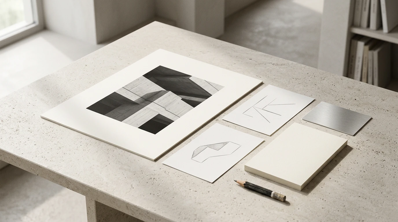 A tactile studio composition exploring the creative direction for a website project